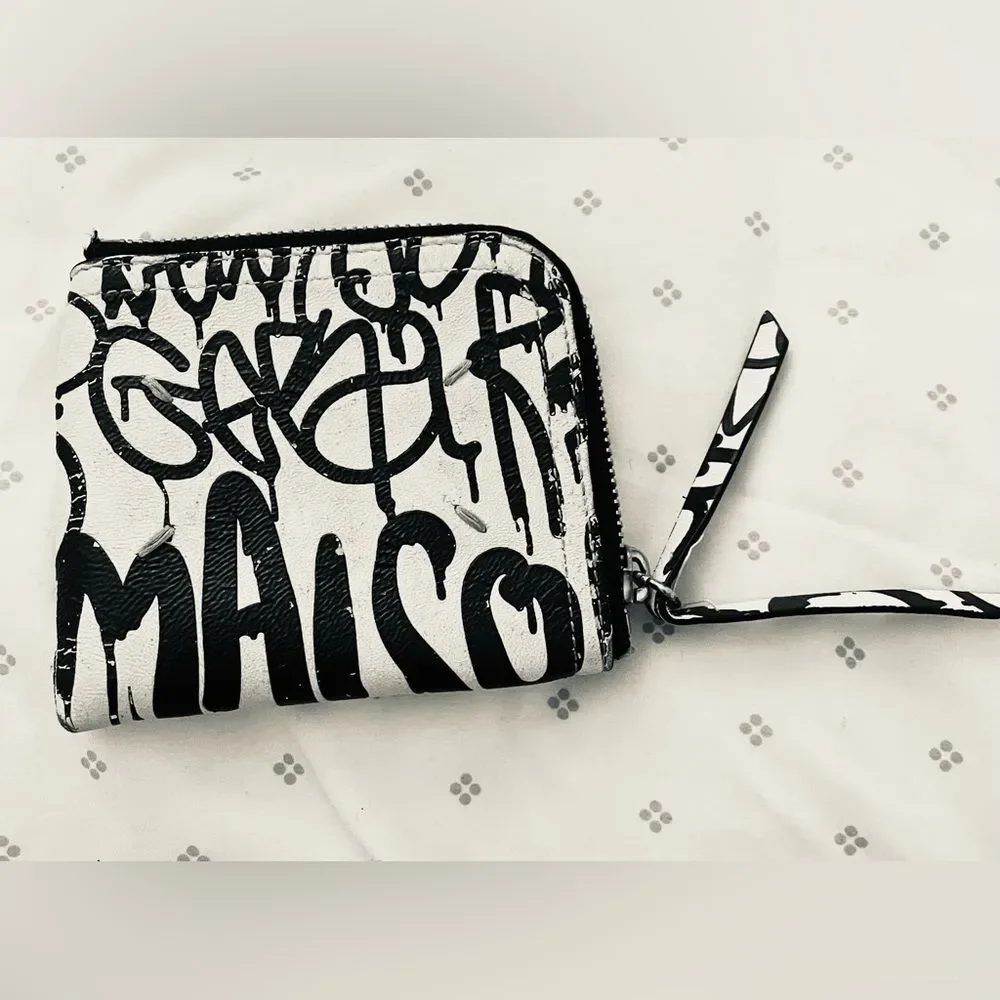 Vintage Graffiti Wallet - Mason Martin Margiela - Y2k Pocket Wallet- Black White